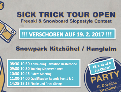 Sick Trick Tour Open auf Sonntag verschoben