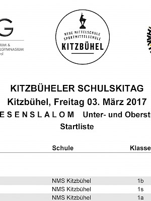 Kitzbüheler Schulskitag: Startliste Unter- und Oberstufen - 
