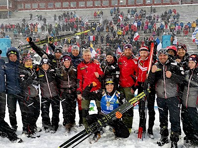Das Biathlon ÖSV Team freute sich über die Bronze von Eberhard. Foto: ÖSV|Sonnberger