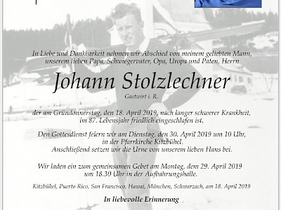 Er bleibt in Erinnerung - Hans Stolzlechner