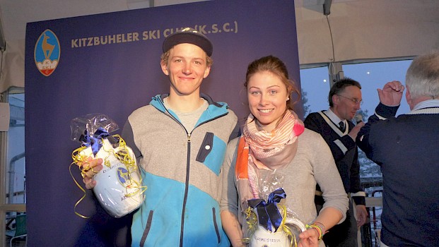Clubmeister/-in 2013: Weltcup Topfahrer Linus Strasser und Europacuperfolgläuferin Dajana Dengscherz