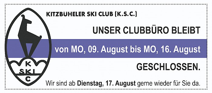 Von Montag, 09. August bis einschließlich Montag, 16. August ist das Clubbüro geschlossen. - 
