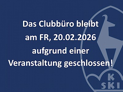 Clubbüro geschlossen