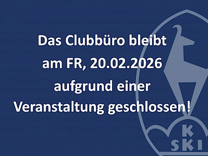 Clubbüro geschlossen